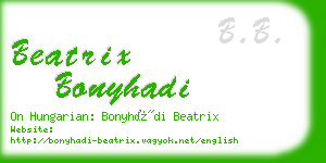 beatrix bonyhadi business card